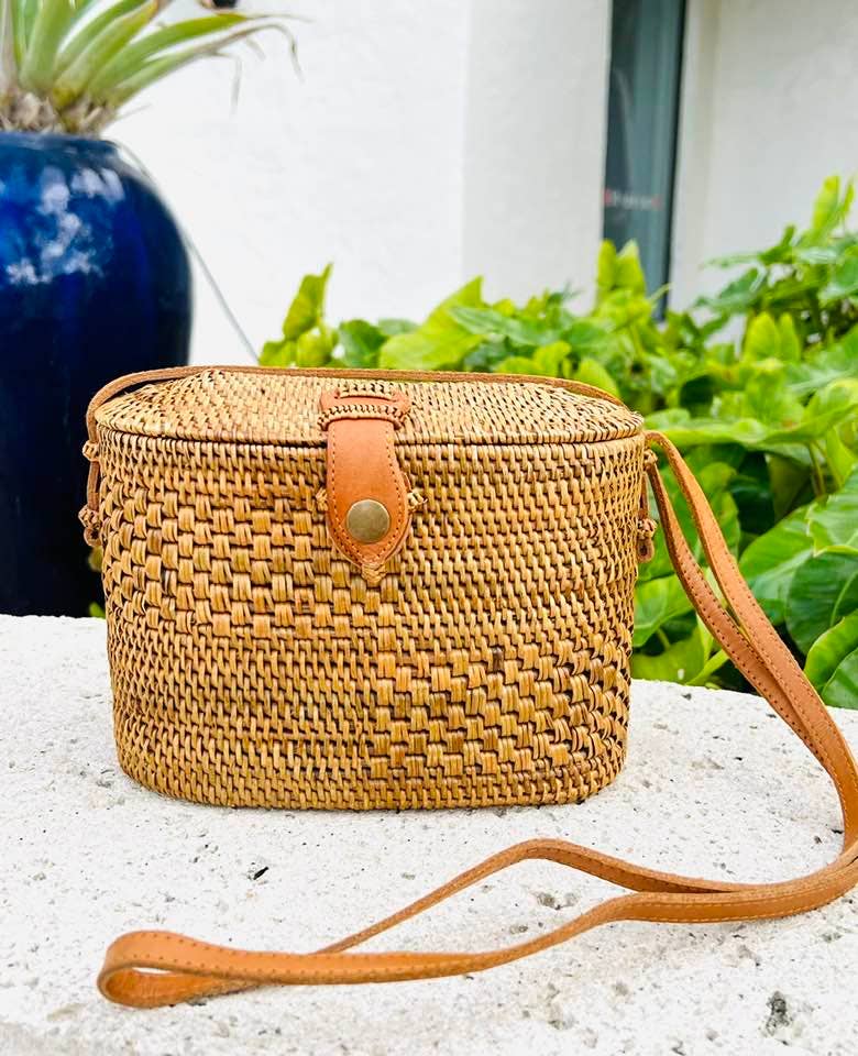 Ata Vine Sewing Basket Crossbody Bag with Curved Top