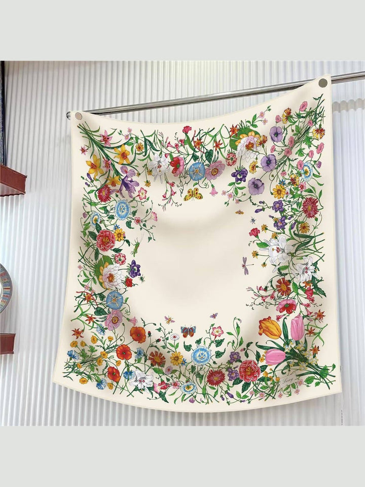 Tulip Floral Twill Silk Scarf
