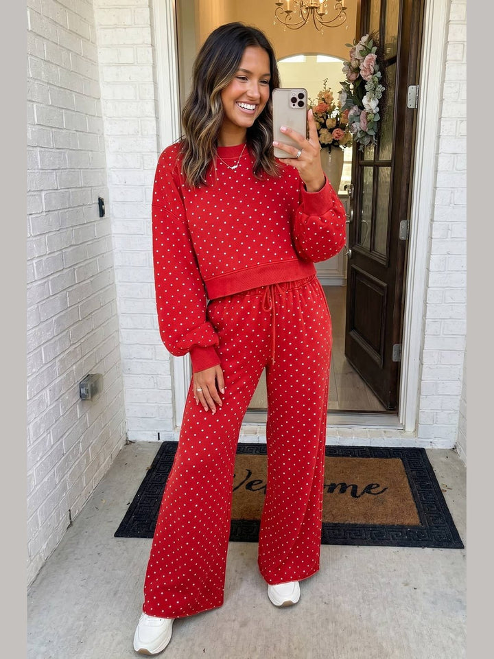 Polka Dot Shift Drawstring Pants Set