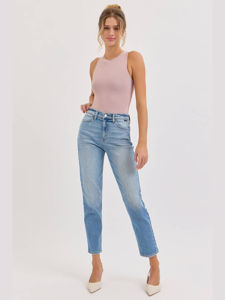 High Rise Mom Jean- Light Wash