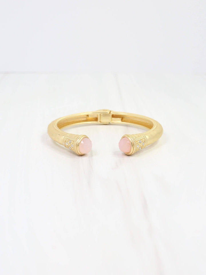 Colette Hammered Hinged Cuff Bracelet- Blush