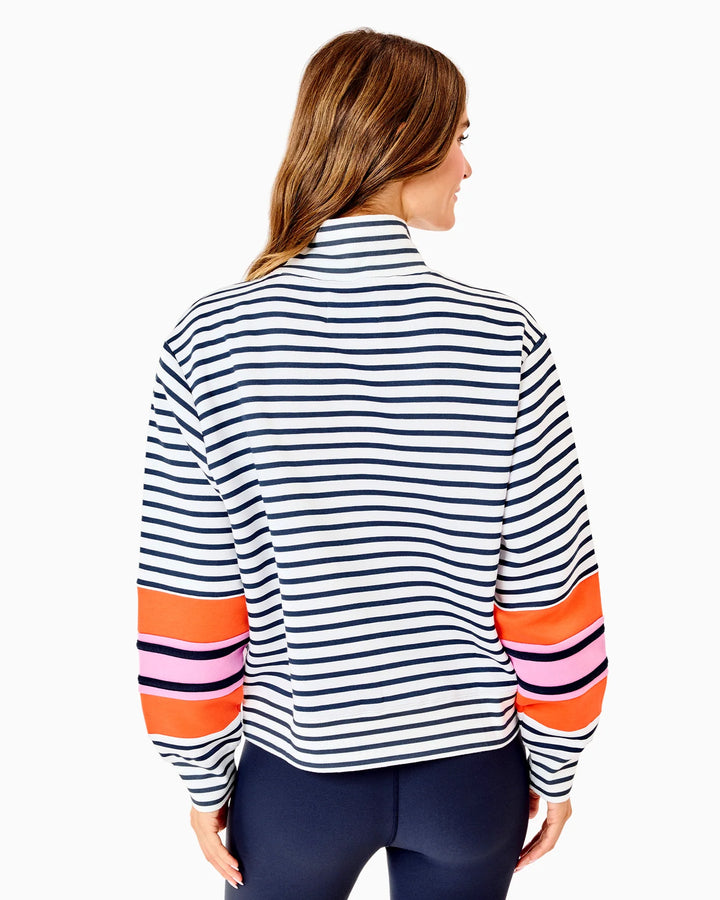 Addison Bay Soft Luxe Halftime Sweatshirt - Super White/Navy Stripe