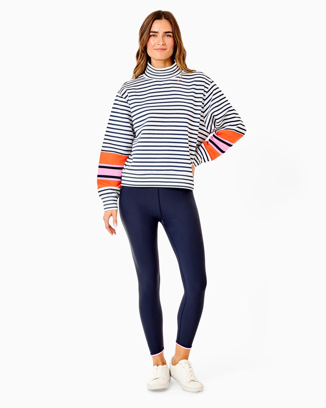 Addison Bay Soft Luxe Halftime Sweatshirt - Super White/Navy Stripe